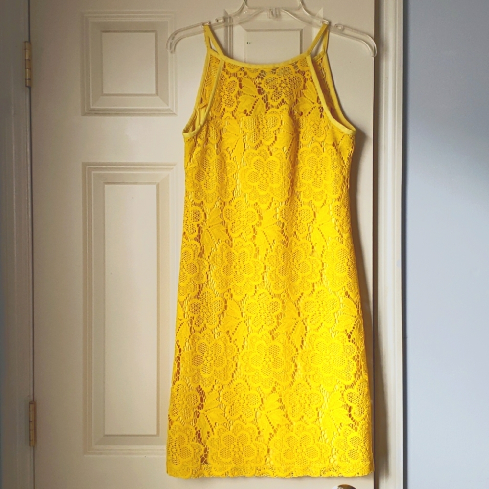 Yellow lace dress